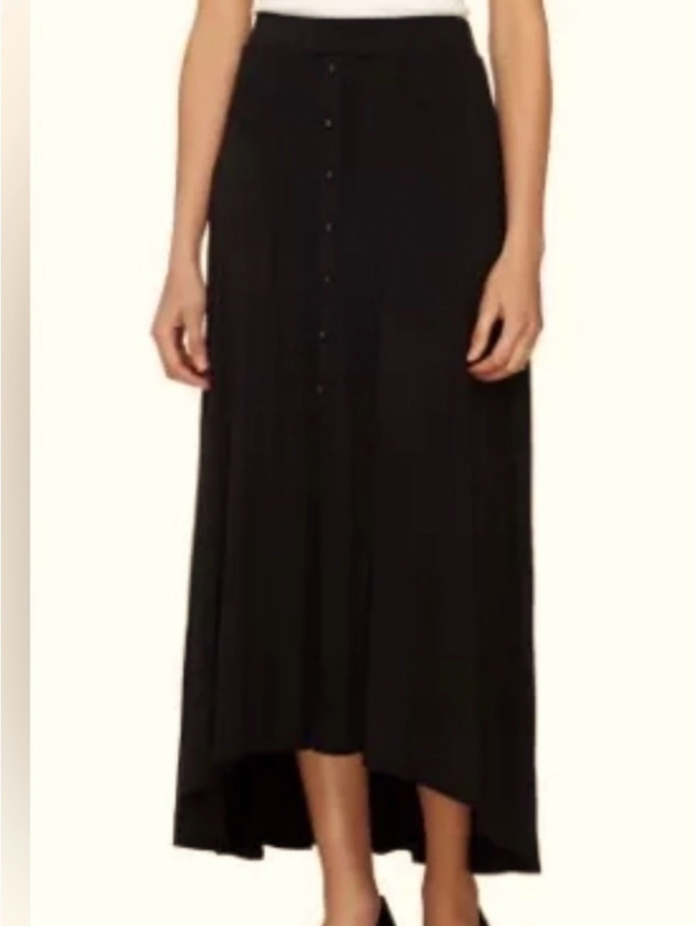 Black Button-Front Maxi Skirt